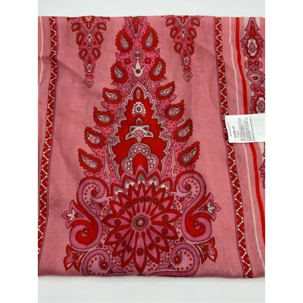 Etro paisley print rose pink frayed edge‎ scarf cashmere silk wool